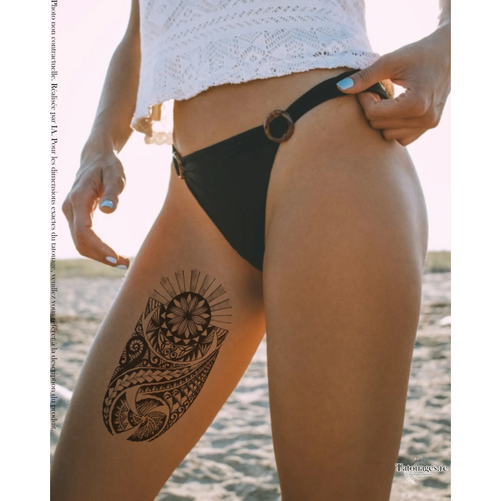 Tatouage éphémère : Le Rayonnement Sacré (sur cuisse)