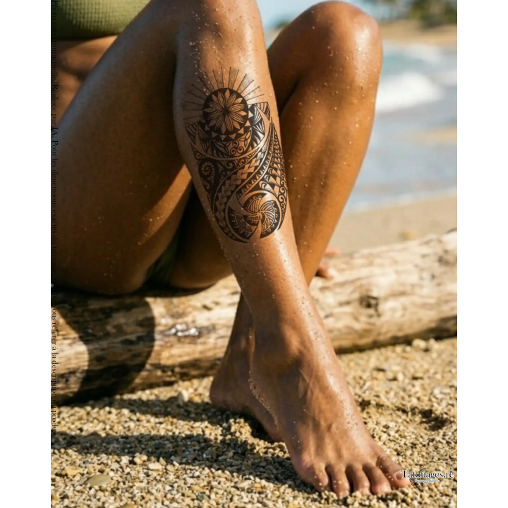 Tatouage éphémère : Le Rayonnement Sacré (sur jambe)