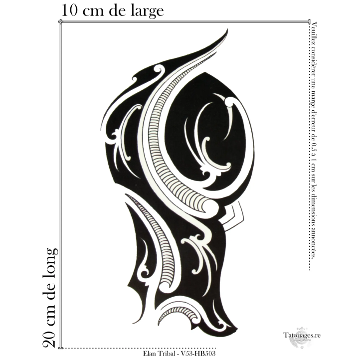 Tatouage éphémère noir : Elan tribal (Dimensions)
