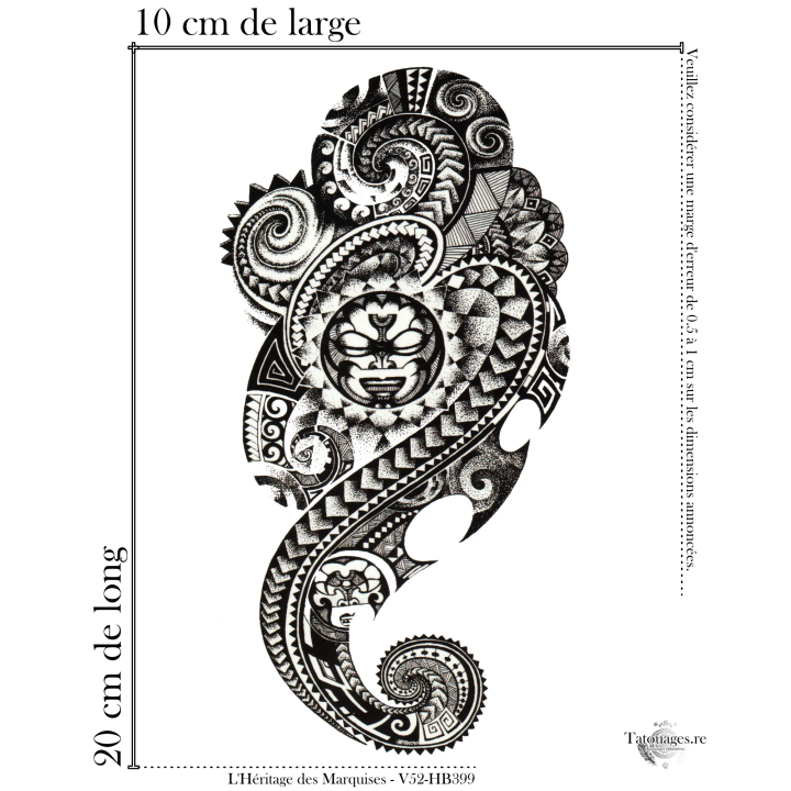 Tatouage éphémère noir : L'Héritage des Marquises (Dimensions)