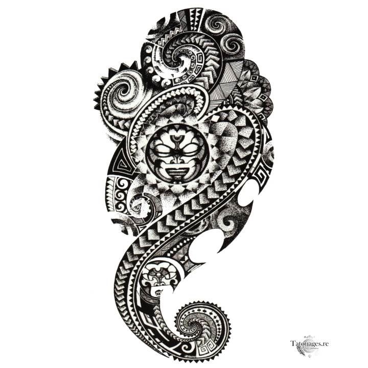 Tatouage éphémère noir : L'Héritage des Marquises