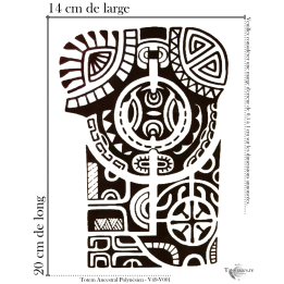 Tatouage éphémère noir : Totem Ancestral Polynésien (Dimensions)