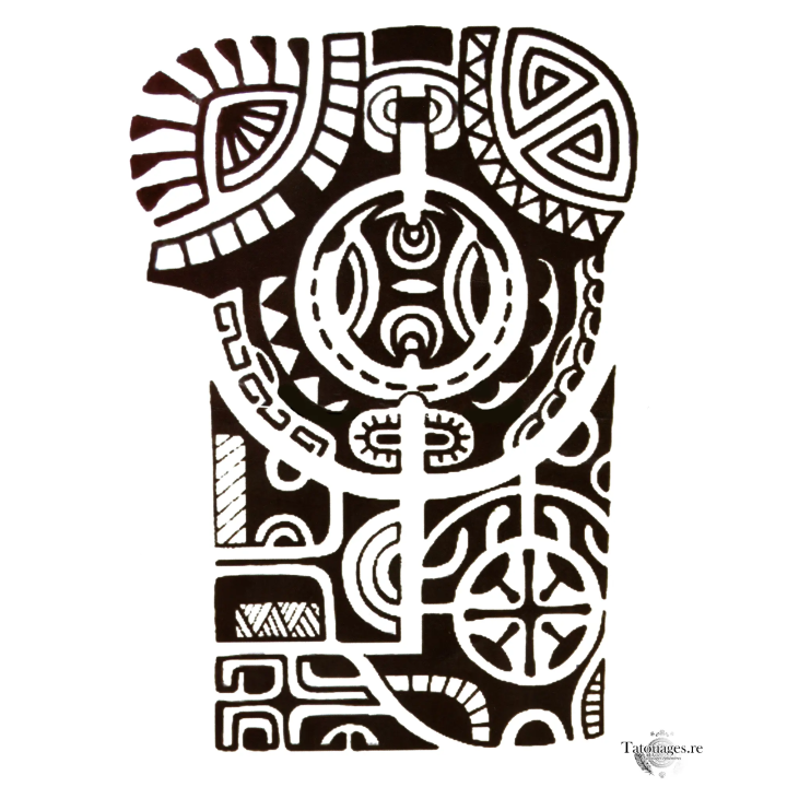 Tatouage éphémère noir : Totem Ancestral Polynésien