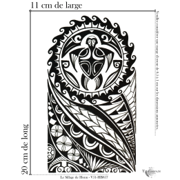 Tatouage éphémère noir : Le sillage de Honu (Dimensions)