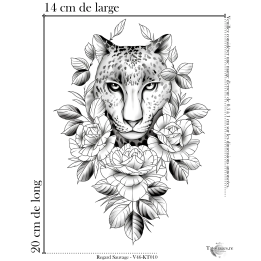 Tatouage éphémère noir : Regard Sauvage (Dimensions)