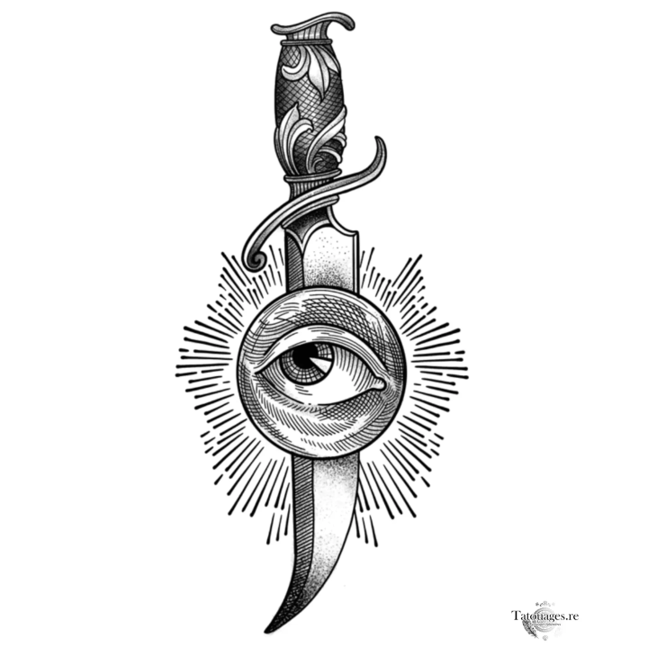 Tatouage éphémère noir : La Lame de l'Esprit