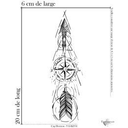 Tatouage éphémère noir : Cap Horizon (Dimensions)