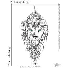 Tatouage éphémère coloré : Le Regarde de l'Émeraude (Dimensions)