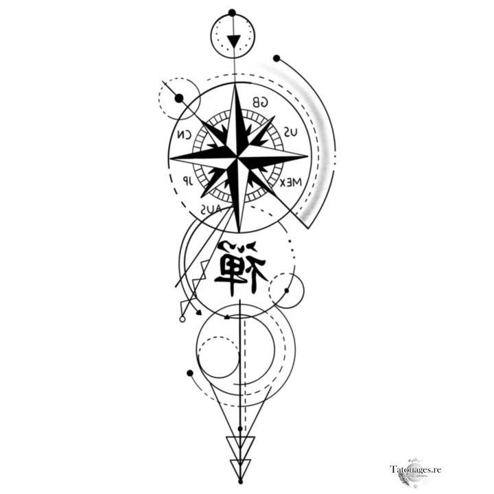 Tatouage éphémère noir : L'Astrolabe du Voyageur