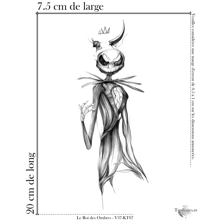 Tatouage éphémère noir : Le Roi des Ombres (Dimensions)