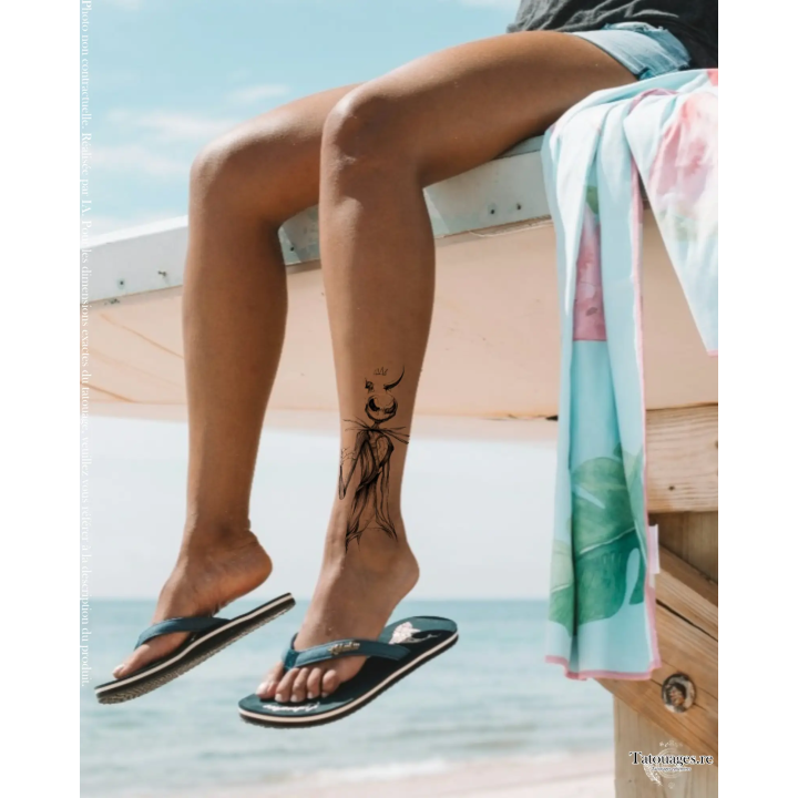 Tatouage éphémère noir : Le Roi des Ombres (sur cheville)