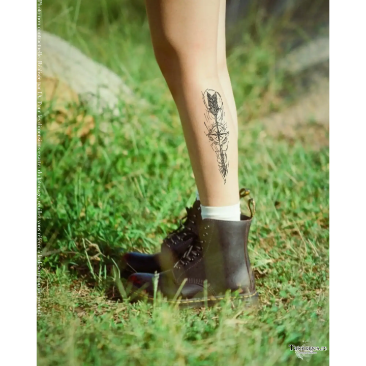Tatouage éphémère noir : Cap Horizon (sur jambe)