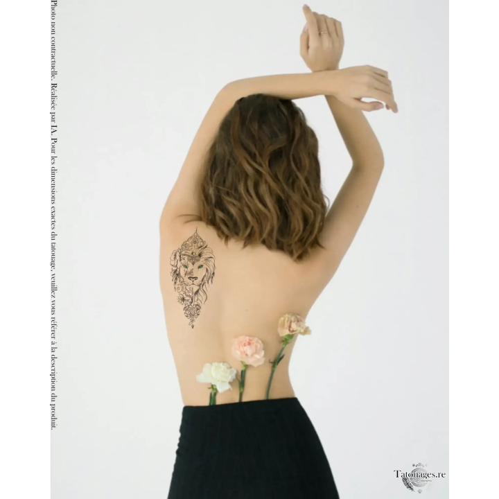 Tatouage éphémère coloré : Le Regarde de l'Émeraude (sur dos)