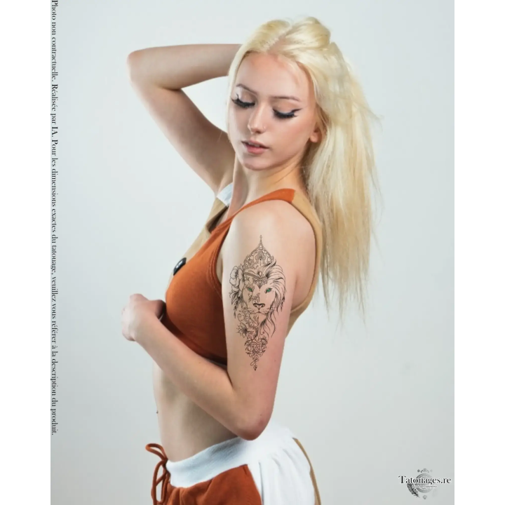 Tatouage éphémère coloré : Le Regarde de l'Émeraude (sur bras)