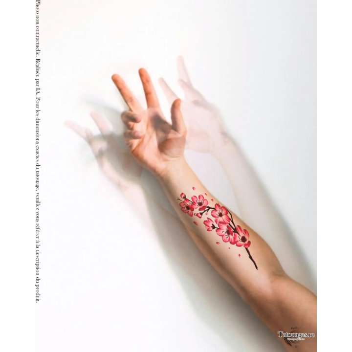 Tatouage éphémère coloré : Souffle de Sakura. (sur avant-bras)