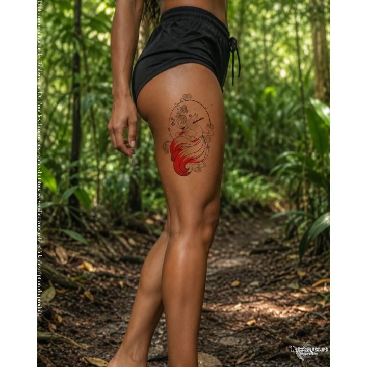 Tatouage éphémère couleur : L'Honneur du Kyubi (sur cuisse)