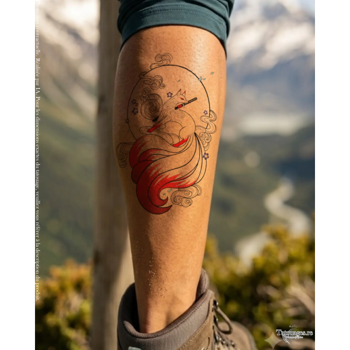Tatouage éphémère couleur : L'Honneur du Kyubi (sur mollet)