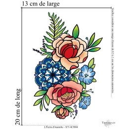 Dimensions et format du grand tatouage temporaire floral et mandala 20x13 cm