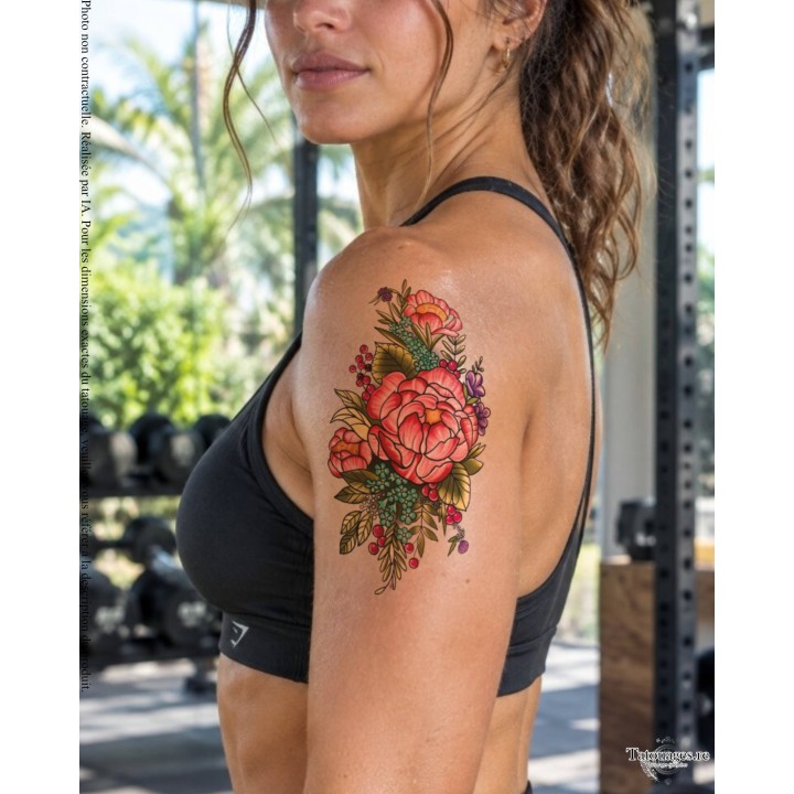 Tatouage éphémère floral gourmand Le Nectar de Flore appliqué sur le bras