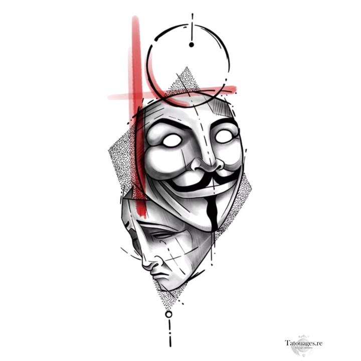Tatouage Éphémère Masque Anonymous & Trash Polka - La Revanche de l'Ombre - Stock et livraison à La Réunion (974) et en France.