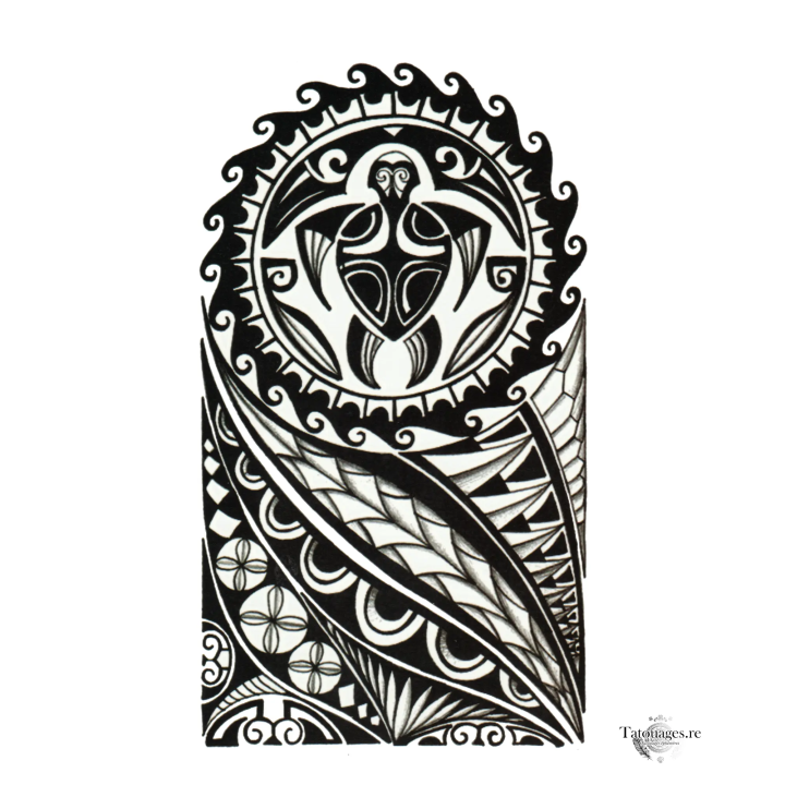 Tatouage éphémère noir : Le sillage de Honu