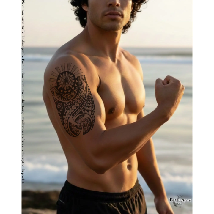 Tatouage éphémère : Le Rayonnement Sacré (sur biceps)